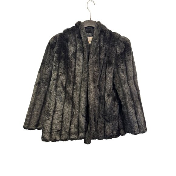 Ron Do Jackets & Blazers - Vintage Ron Do Faux Fur Jacket Black L Large Open Front